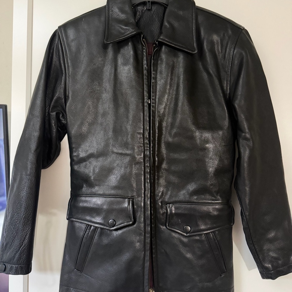 Vintage Coach Leather Jacket Coat 1996 Black Full Grain Portugal Mens Womens